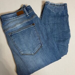 Judy Blue Boyfriend Jeans Womens Plus 14W Distressed Ripped‎ Blue Denim Comfort